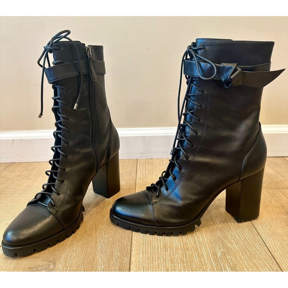 Alexandre Birman NWOB Evelyn Block Heel Leather Combat‎ Boot Size 9.5/10 US $895